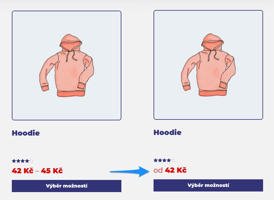 woocommerce uprava zobrazení ceny u variabilních produktů